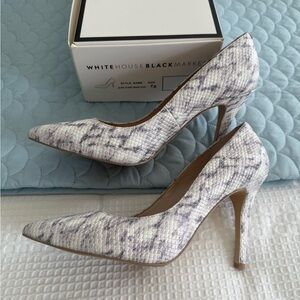 White House Black Market Textured Gray and Cream Heels